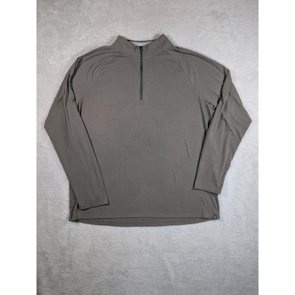 Free Fly Mens Bamboo Quarter Zip Pullover Shirt Gray Green XXL 2XL Raglan Sleeve
